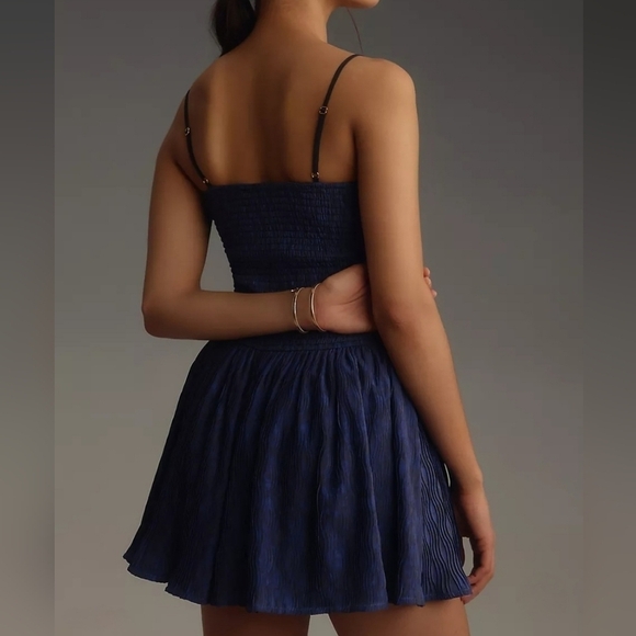 Hutch Anthropologie Sleeveless Drop Waist Square Neck Romper in Blue Motif NWT - Picture 3 of 16